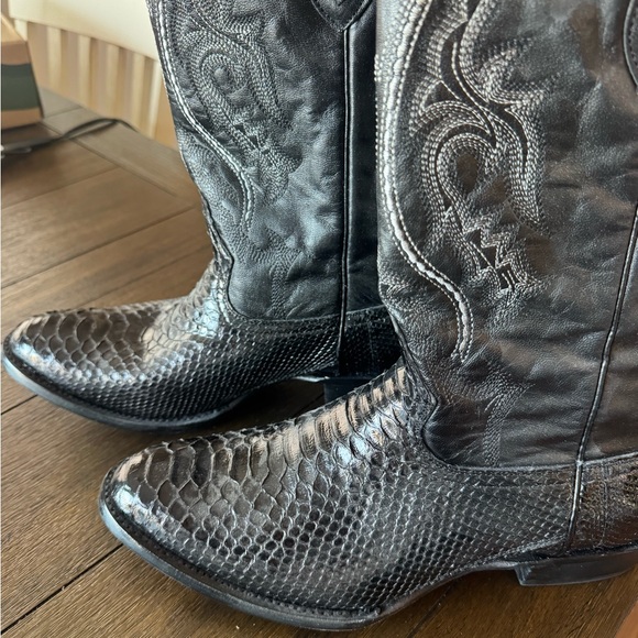 J.B. Dillon Charcoal Snakeskin Men's Boots - Picture 2 of 6